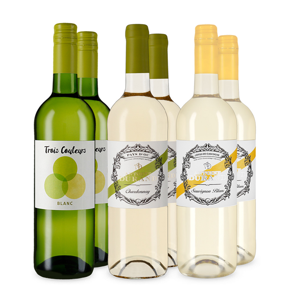 Vins blancs français dans un coffret découverte