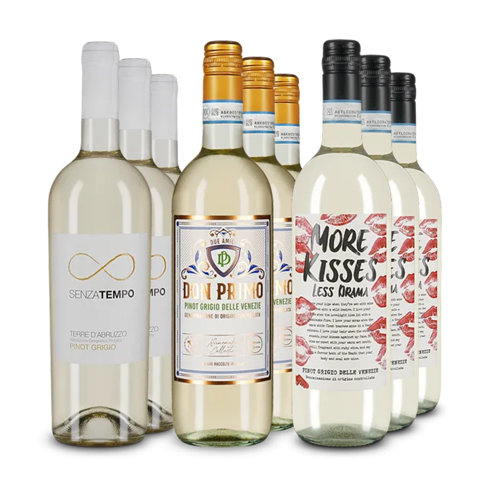 Stars du Pinot Grigio phares dans un assortiment 3x3 – Gold