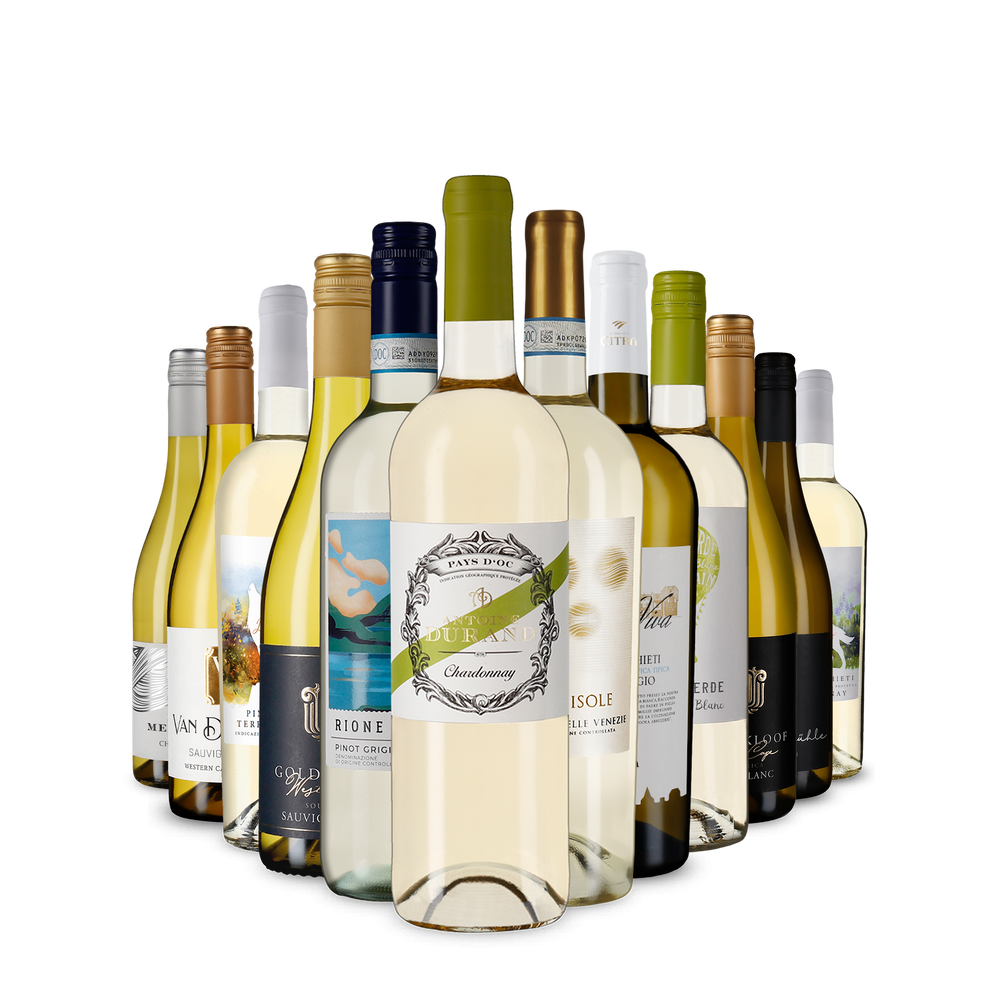La variété du vin blanc dans un assortiment découverte
