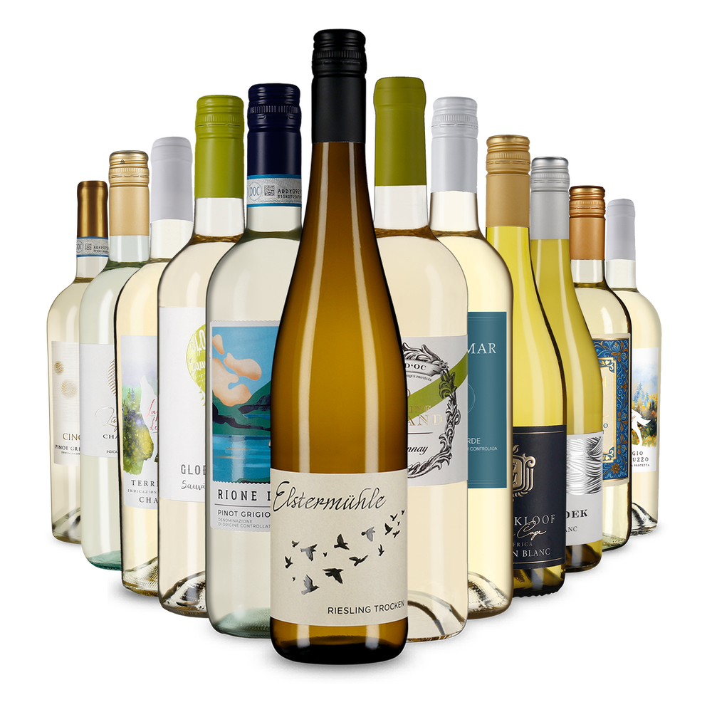 La variété du vin blanc dans un assortiment découverte