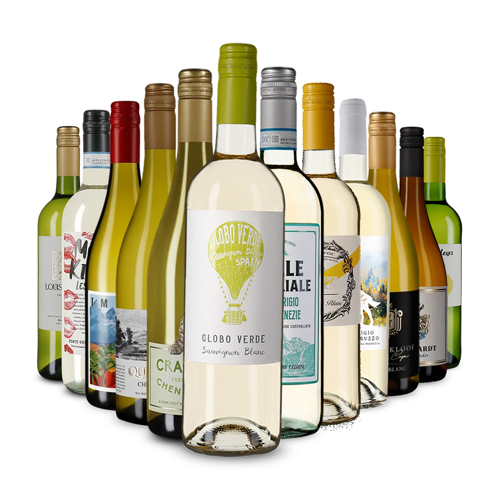 La variété du vin blanc dans un assortiment découverte