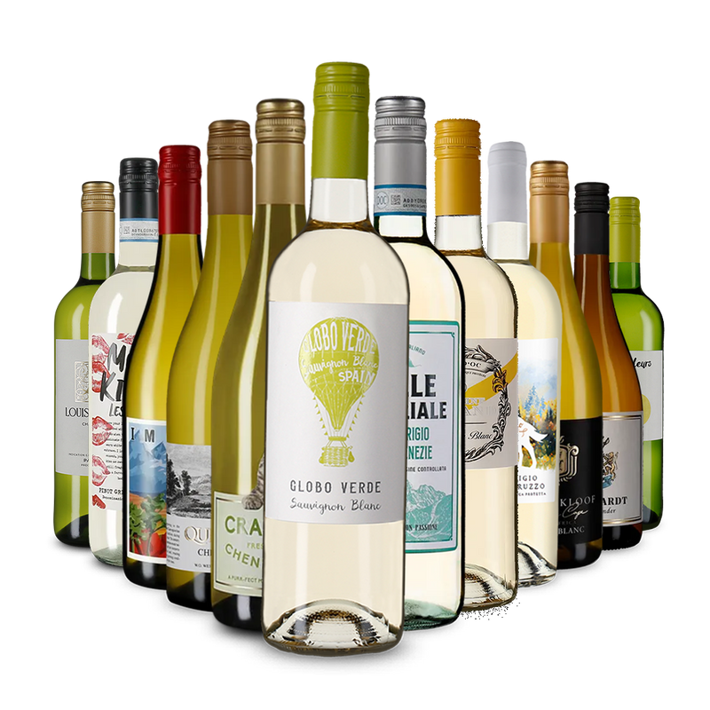 La variété du vin blanc dans un assortiment découverte