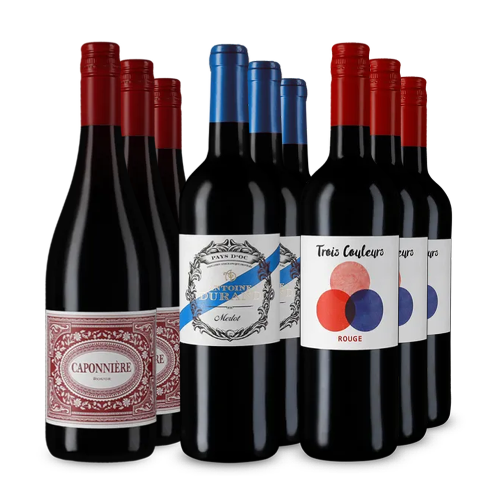 Vins rouges français emblématiques en assortiment 3x3 – Gold