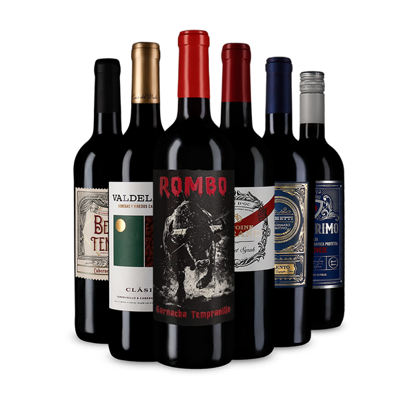 Assortiment de 6 vins rouges phares pour les fêtes