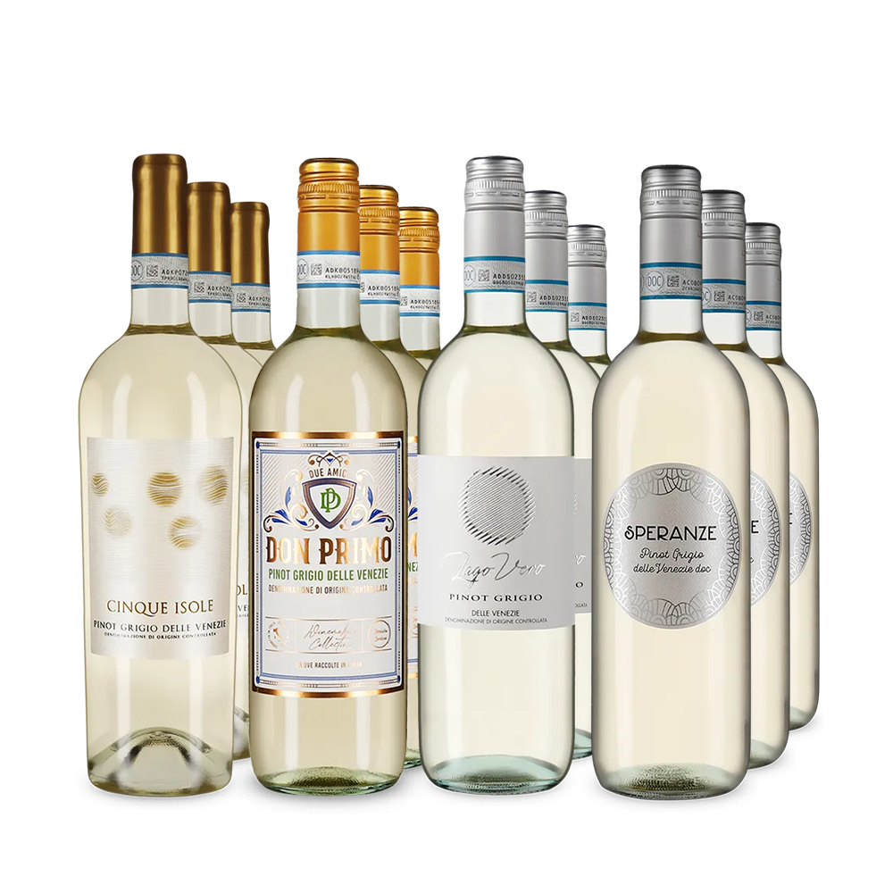 Pinots Grigios stars médaillés d’or de Vénétie en assortiment 4x3 – Gold