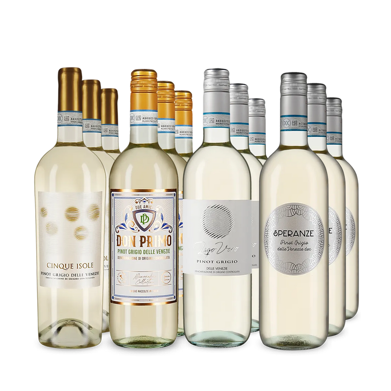 Pinots Grigios stars médaillés d’or de Vénétie en assortiment 4x3 – Gold