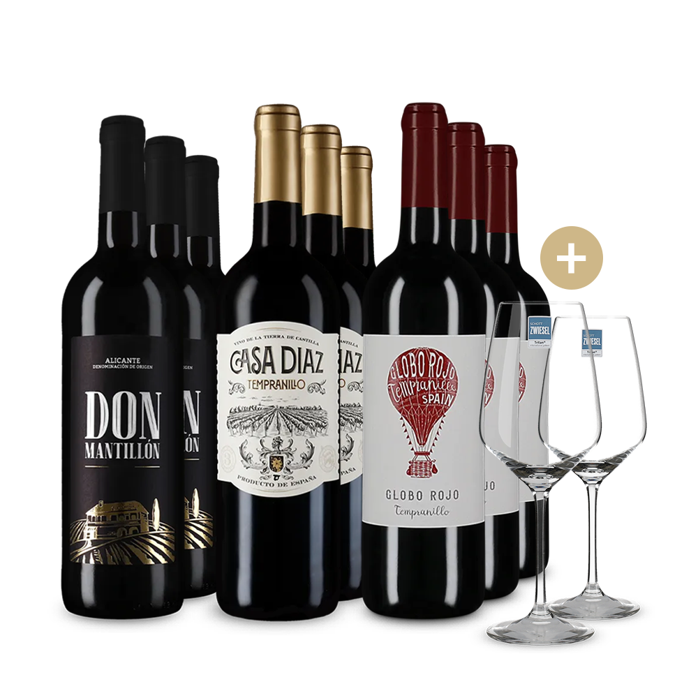 Tintos espagnols 3x3 bouteilles + 2 verres – Gold