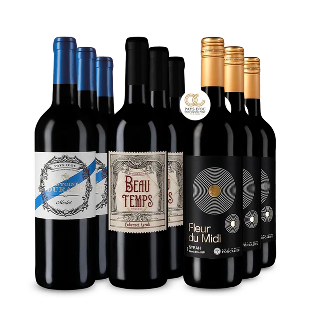 Languedoc-Roussillon : les vins rouges stars en assortiment 3x3 – Gold