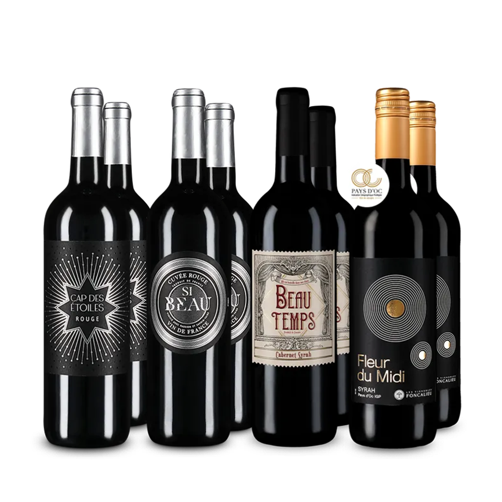 Vins rouges français emblématiques en assortiment 4x2 – Gold