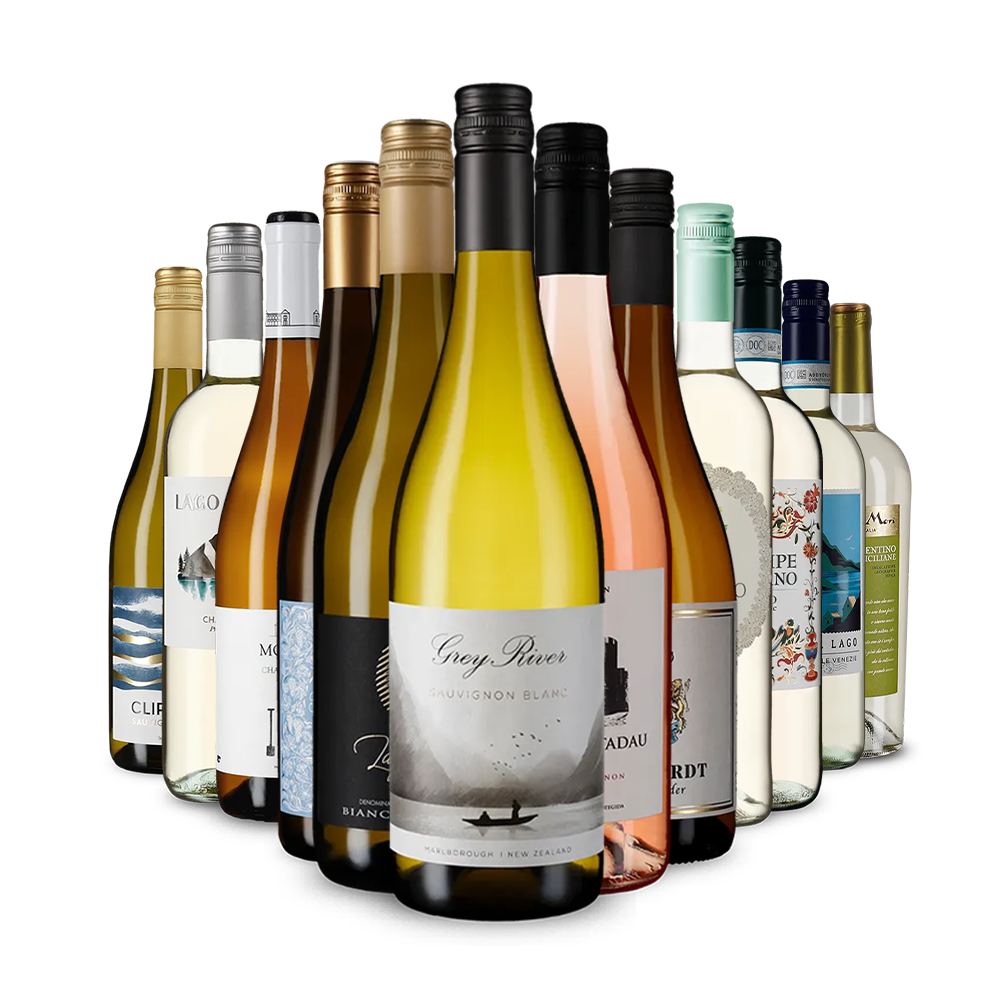 Vins blancs internationaux emblématiques en assortiment de 12 – Gold