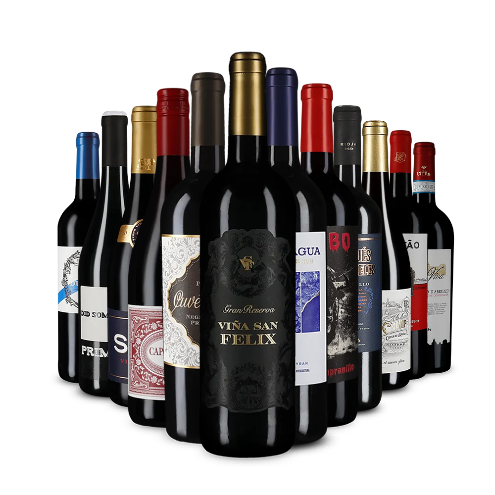 Vins rouges emblématiques du sud de l’Europe en assortiment de 12 – Gold