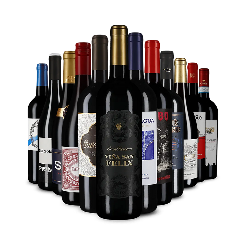 Vins rouges emblématiques du sud de l’Europe en assortiment de 12 – Gold