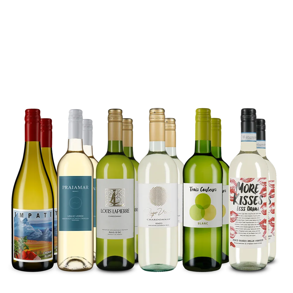 Vin blanc XXL : vins phares internationaux en assortiment 6x2 – Gold