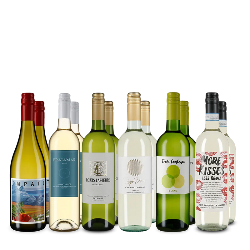 Vin blanc XXL : vins phares internationaux en assortiment 6x2 – Gold