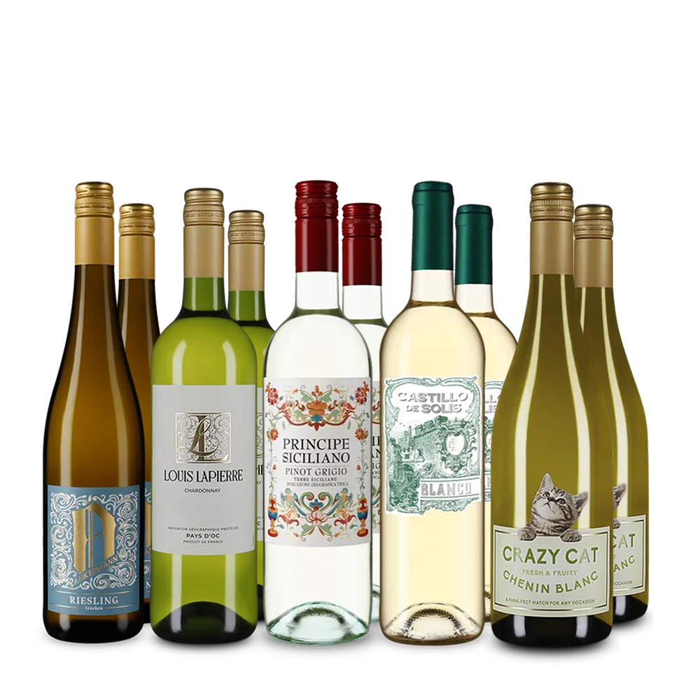 Vins blancs internationaux emblématiques en assortiment 5x2 – Gold