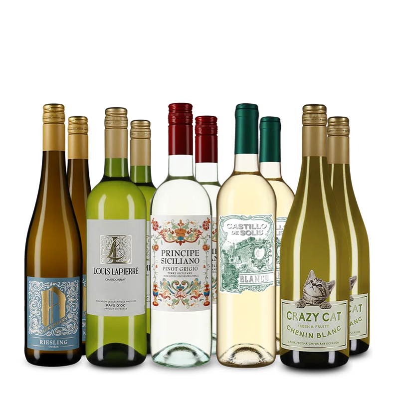 Vins blancs internationaux emblématiques en assortiment 5x2 – Gold