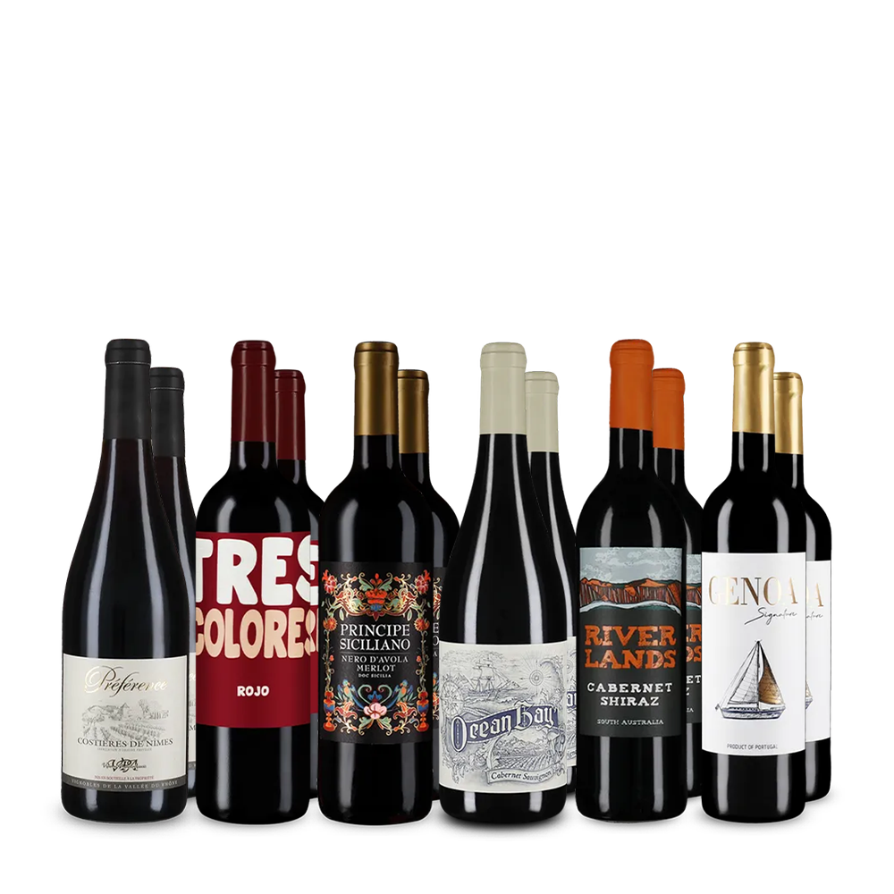 Voyage autour du vin rouge en assortiment avantages 6x2 – Gold