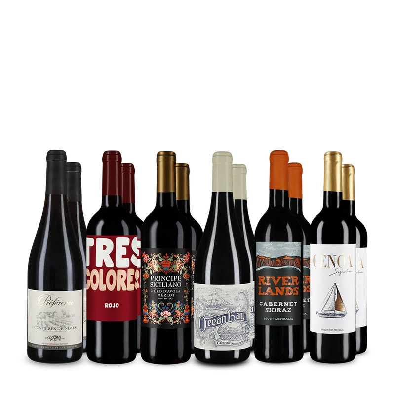 Voyage autour du vin rouge en assortiment avantages 6x2 – Gold