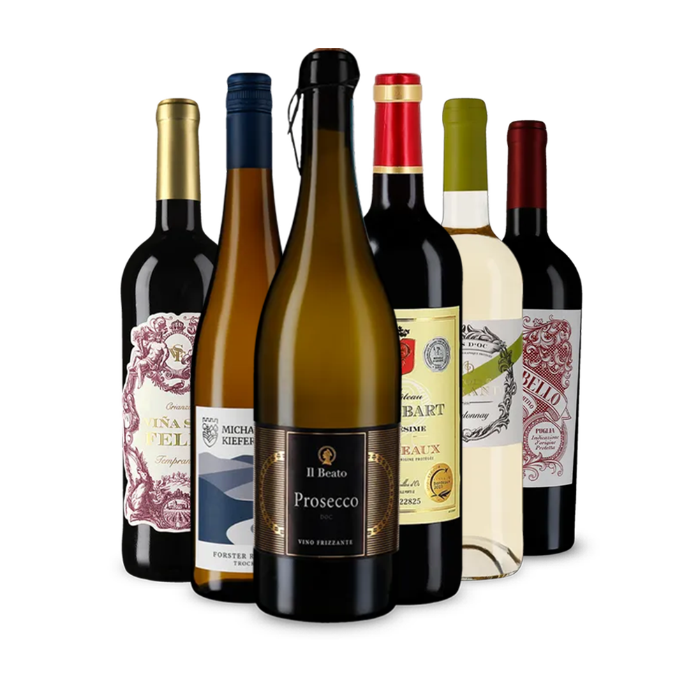 Panachage de vins de fête en assortiment de 6 bouteilles – Gold