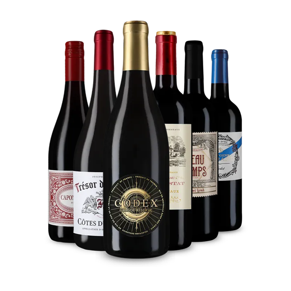 Vins rouges français emblématiques en assortiment de 6 bouteilles – Gold