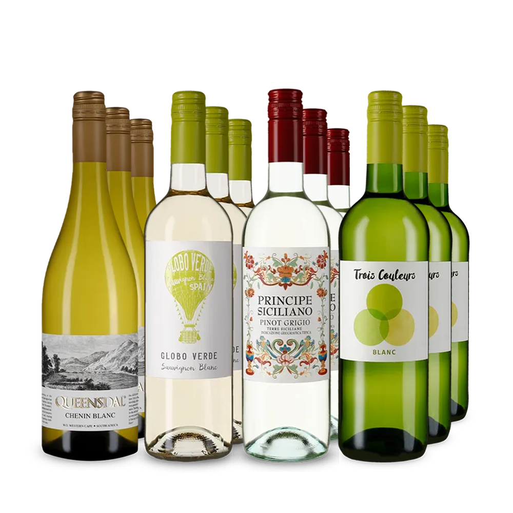 Vin blanc XXL : vins phares internationaux en assortiment 4x3 – Gold