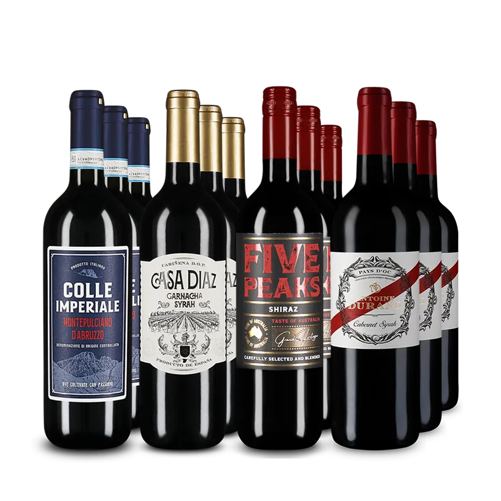 Vin rouge XXL : les stars internationales en assortiment 4x3 – Gold