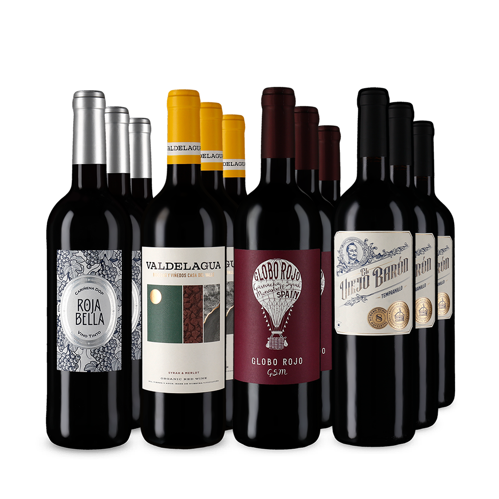 Vins rouges espagnols emblématiques en assortiment 4x3 – Gold