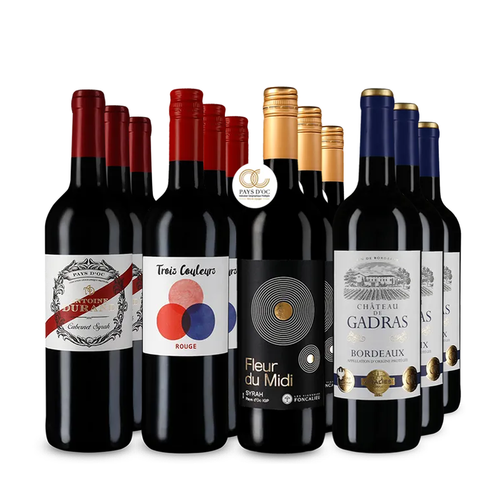 Vins rouges français emblématiques en assortiment 4x3 – Gold