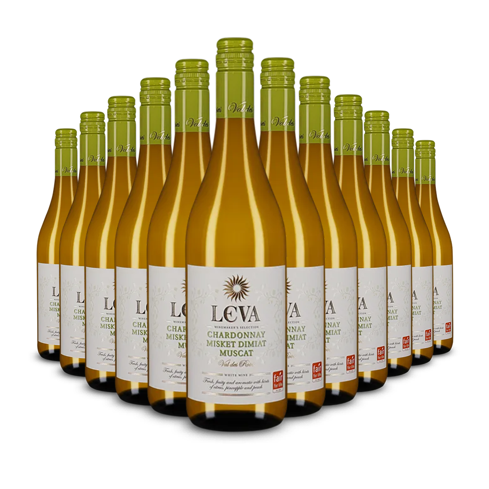 12 bouteilles Leva Winemakers Selection Chardonnay, Misket, Dimiat & Muscat 2024 – Gold