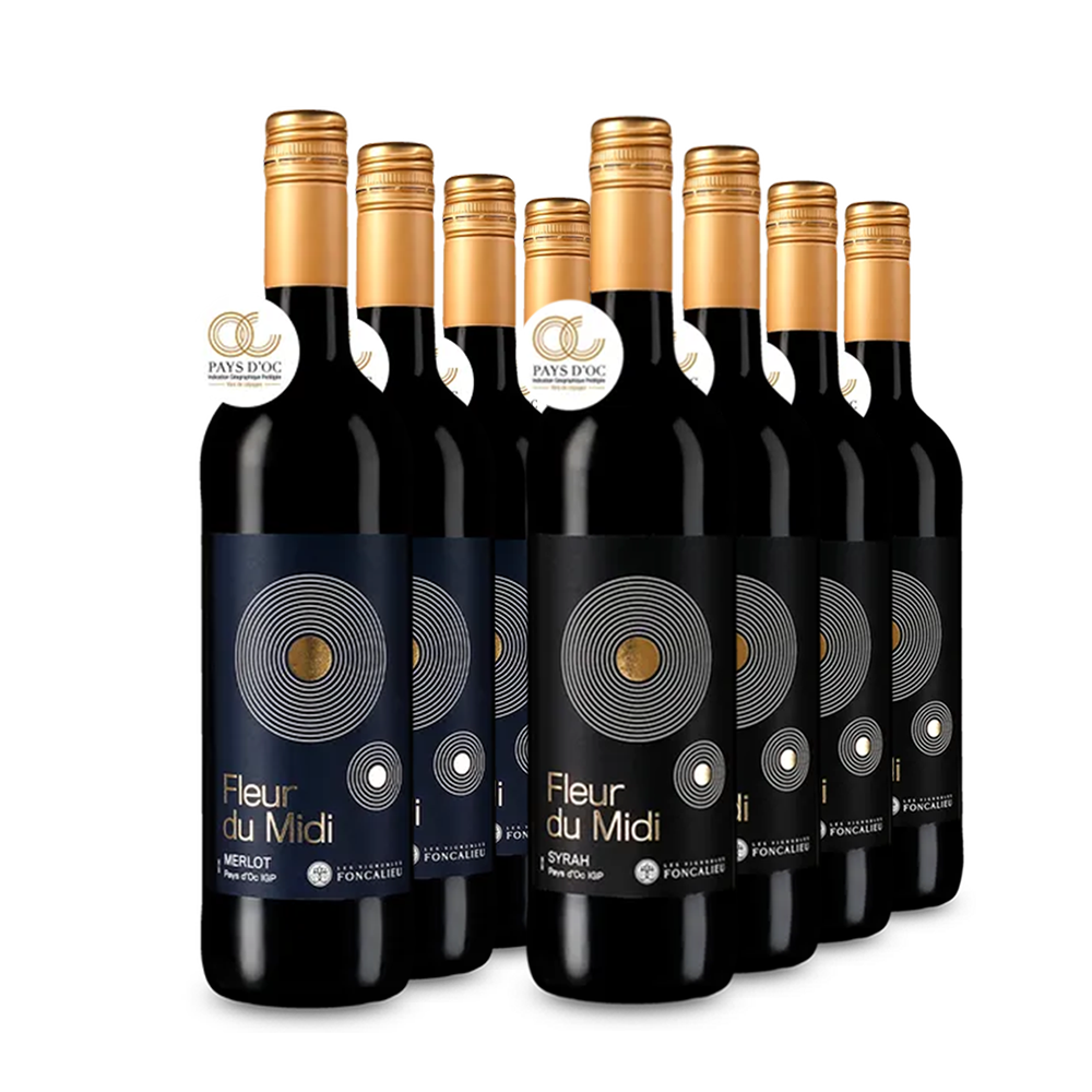 Les vins rouges phares de Foncalieu en assortiment 2x4 – Gold