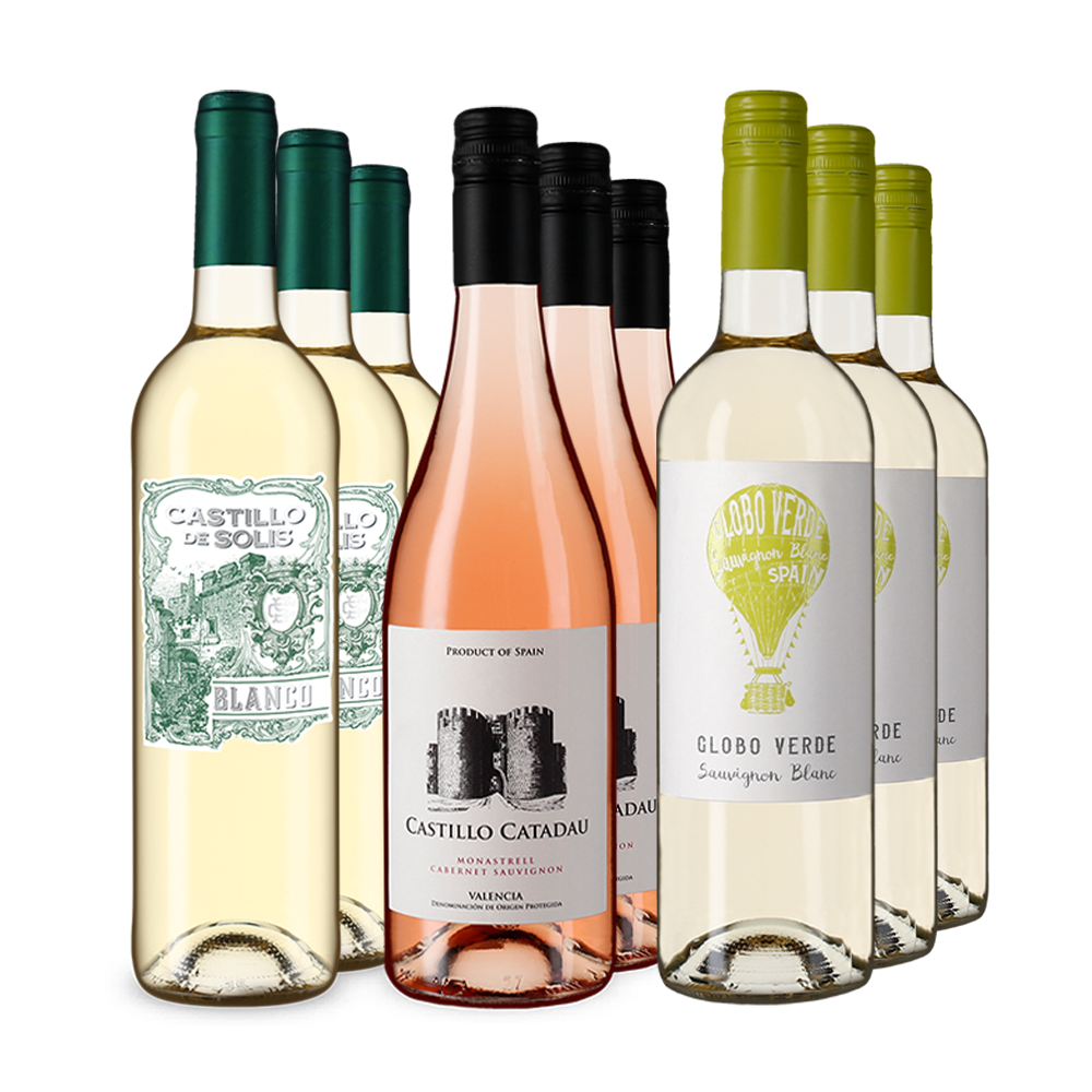 Vins espagnols phares en blanc et rosé en assortiment 3x3 – Gold