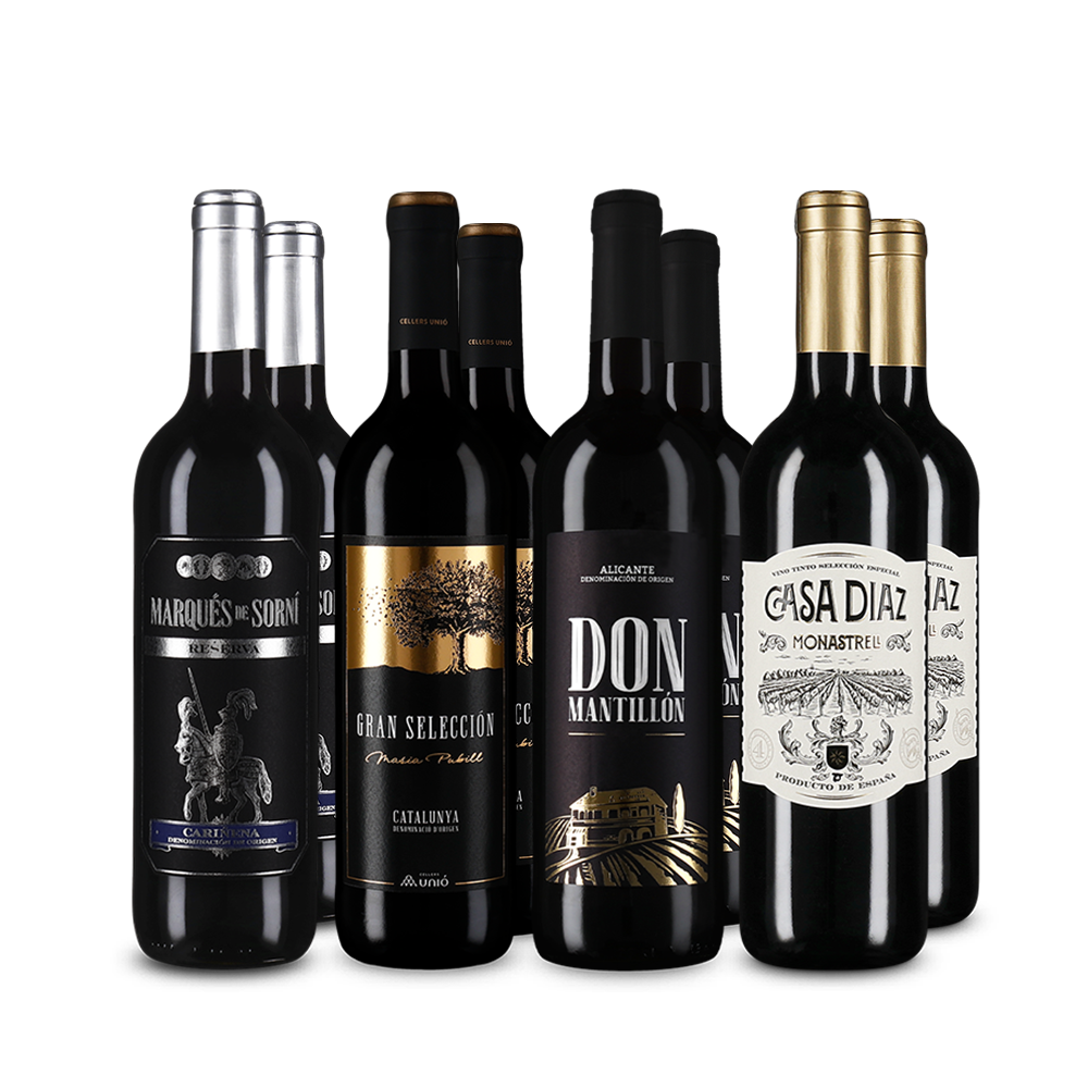 Stars du vin rouge espagnol médaillées d’or en assortiment 4x2 – Gold