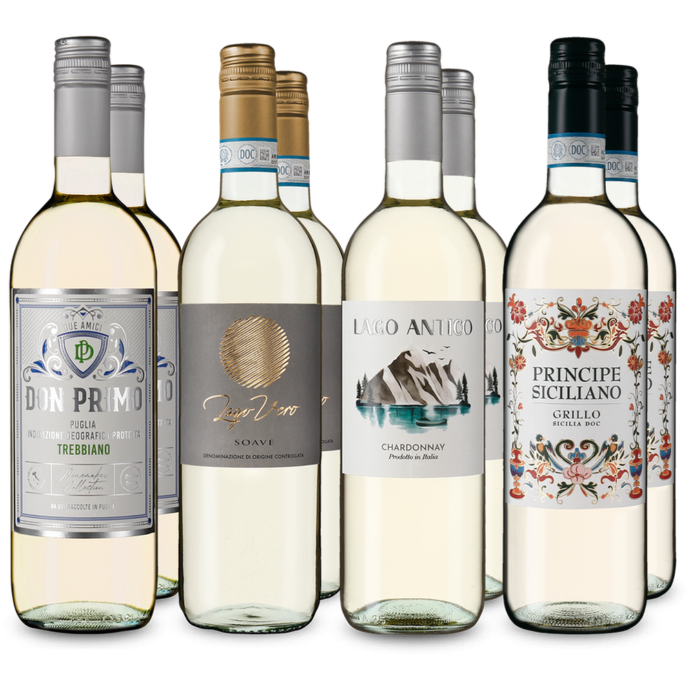 Des vins blancs italiens emblématiques en assortiment 4x2