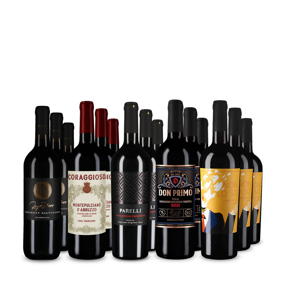 Vins rouges italiens emblématiques en assortiment XXL 5x3