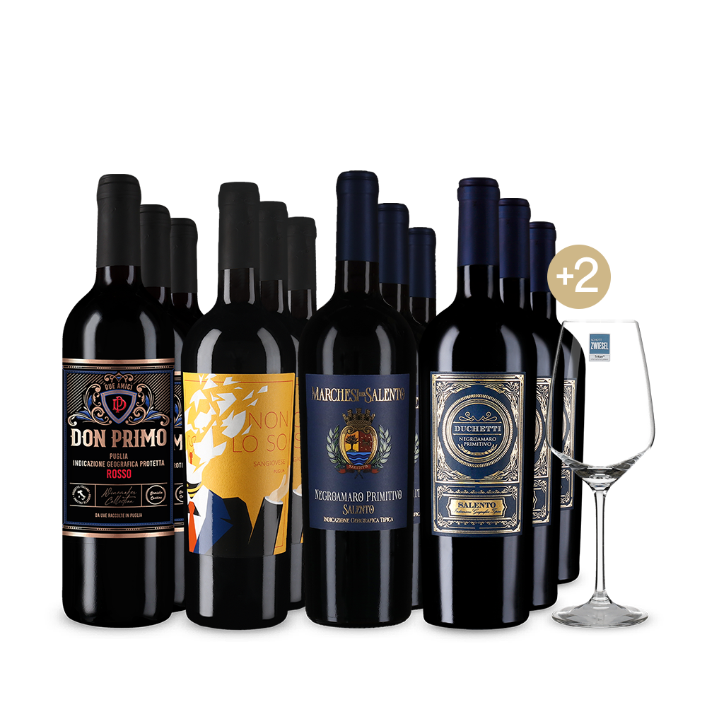 Stars des Pouilles en assortiment 4x3+ 2 verres – Gold