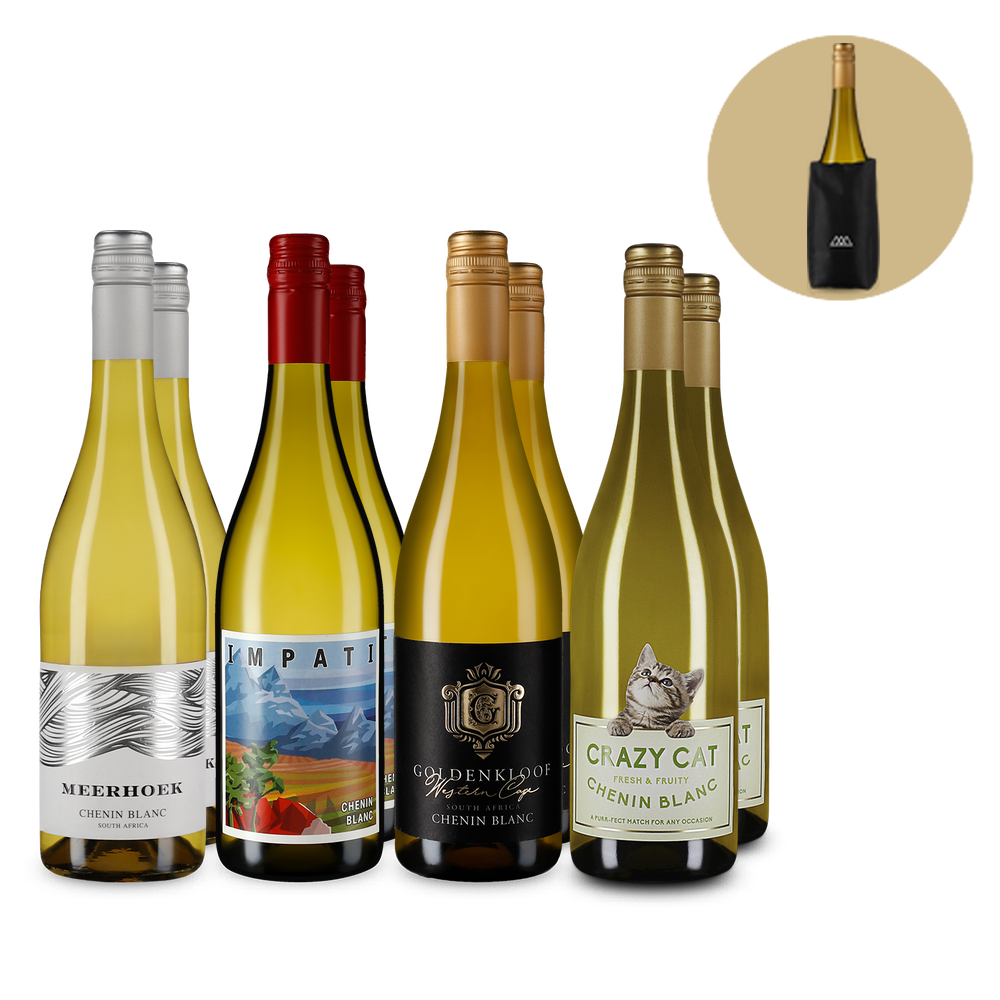 Chenins blancs frais en assortiment avantages 4x2 + rafraîchisseur de bouteille – Gold
