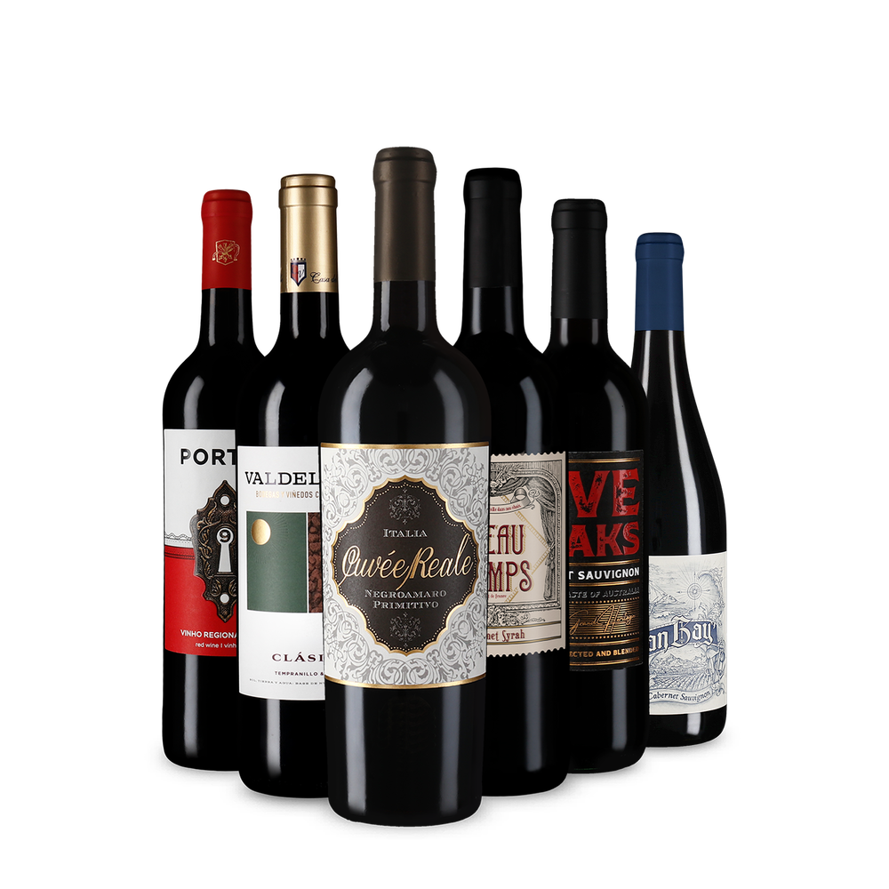 6x1 Sélection de vins rouges médaillés d'or du monde entier