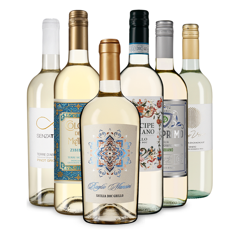 6x1 La diversité des vins blancs d'Italie en coffret avantageux