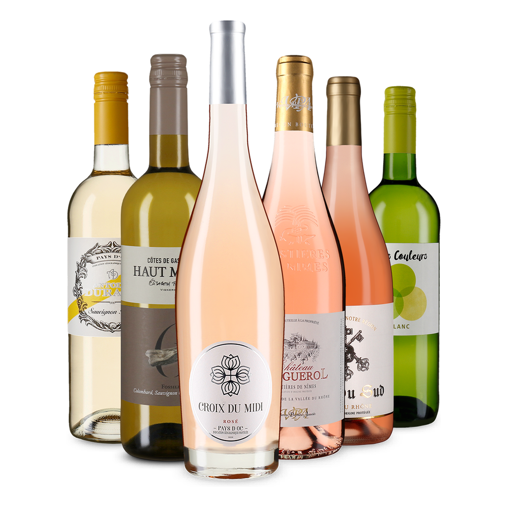6x1 Diversité de rosés et vins blancs de France en lot avantageux